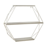 Sagebrook Home Metal/Wood 3 Tier Hexagon Wall Shelf, Gray/White