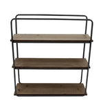 Sagebrook Home 13884-08 Metal/Wood 3 Tier Wall Shelf, Brown/Black