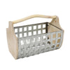 Sagebrook Home Tin & Wood Woven Basket, Gray