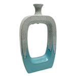 Sagebrook Home Ceramic 14`` Vase W/Cutout White/Aqua