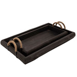 Sagebrook Home Set of 2 Wood Trays, Black