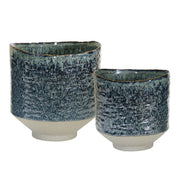 Sagebrook Home Set of 2 Ceramic Planters 8``/7`` ,Blue Rf