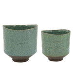 Sagebrook Home Ec,Set of 2 Ceramic Planters 8``/7`` ,Sage Green