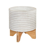 Sagebrook Home 13976-02 8" Ceramic Planter On Stand, Ivory