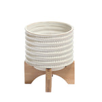 Sagebrook Home Ceramic 6`` Flower Pot W/ Wooden Stand