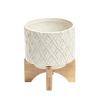 Sagebrook Home 13976-15 6" Ceramic Flower Pot with Wooden Stand