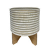 Sagebrook Home 13976-16 11" Ceramic Textured Planter On Stand, Ivory