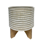 Sagebrook Home 13976-16 11" Ceramic Textured Planter On Stand, Ivory