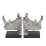 Sagebrook Home Set of 2 Resin Rhino Head Bookends