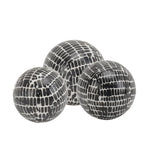 Sagebrook Home 13992-04 5"/4"/3" Ceramic Orbs, Black Cobblestone, Set of 3