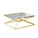 Sagebrook Home 13998-01 42" x 42" Glass Top Coffee Table Gold