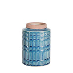 Sagebrook Home 14029-02 7" Ceramic Rimmed Vase, Blue