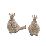 Sagebrook Home 14042-05 5.5" Resin Birds with Crowns, Brown