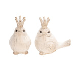 Sagebrook Home 14042-10 5.5" Resin Birds with Crowns, White, Set of 2