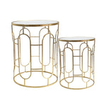 Sagebrook Home Set of 2 Mirrored Round Accent Tables 24/20`` Gold
