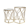 Sagebrook Home Set of 2 Mirrored Hexagon Accent Tables 25/21`` Gold