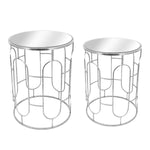 Sagebrook Home Set of 2 Mirrored Round Accent Tables 24/20`` Silver