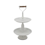 Sagebrook Home Metal 2 Tier 11.75`` Round Tray, White Kd