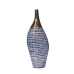 Sagebrook Home Ceramic 15.75`` Narrow Neck Vase, Gold/Blue
