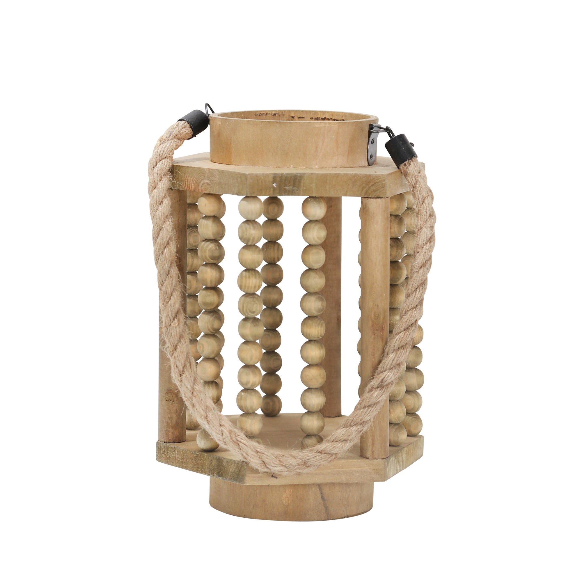 Sagebrook Home Wood 11`` Lantern With Rope Handle, Brown