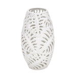 Sagebrook Home Ceramic 15.5`` Fern Cutout Vase, Matte White