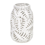 Sagebrook Home Ceramic 13`` Fern Cutout Vase, Matte White