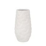 Sagebrook Home Ceramic 12.5`` Shell Embossed Vase, Matte White