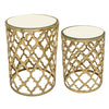 Sagebrook Home Set of 2 Aluminum 22 /19`` Mirror Top Accent Tables, Gold