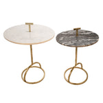 Sagebrook Home Set of 2 Metal 26``/24`` Marble Top Side Tables, Gold, Kd