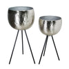 Sagebrook Home 14270-01 26"/22" Iron Hammered Bowl Planters, Silver, Set of 2 