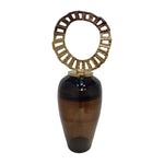 Sagebrook Home 18493-02 Glass, 35" Vase With Crown Top, Brown
