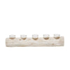 Sagebrook Home Wood 23.25" Log 5 Cup Tea Light Holder, White Wash