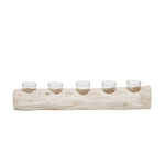 Sagebrook Home Wood 23.25" Log 5 Cup Tea Light Holder, White Wash