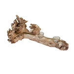 Sagebrook Home 14338-02 16.54" Driftwood 2 Cup Tea Light Holder, Brown