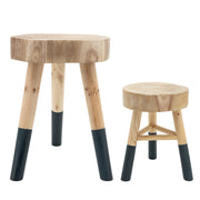 Sagebrook Home Wooden 17.5`` Accent Stool W/ Dipped Legs, Tan/Navy