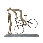 Sagebrook Home Polyresin 11.5`` Kissing Couple With Bike, Bronze