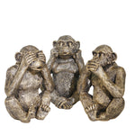 Sagebrook Home 14393-01 7" Resin Hear No ,See No Speak No Monkeys, Gold, Set of 2