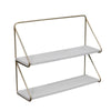Sagebrook Home 14401-01 20" Metal /Wood 2 Tier Wall Shelf, White/Gold