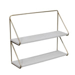 Sagebrook Home 14401-01 20" Metal /Wood 2 Tier Wall Shelf, White/Gold
