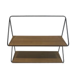 Sagebrook Home Metal /Wood 20`` 2 Teier Wall Shelf, Black/Brwn