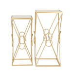 Sagebrook Home Set of 2 Metal/Mirror 23/26`` Knot Accent Tables, Gold