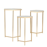 Sagebrook Home Set of 3 Metal/Mirror 28/25/22`` Hexagonal Accent Tables