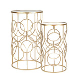 Sagebrook Home Set of 2 Metal /Mirror 28 /24`` Accent Tables, Gold