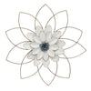 Sagebrook Home Metal 25`` Wall Flower, White/Blue, Wb