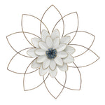 Sagebrook Home Metal 25`` Wall Flower, White/Blue, Wb