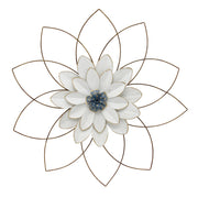 Sagebrook Home Metal 25`` Wall Flower, White/Blue, Wb