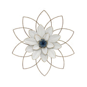 Sagebrook Home Metal 20`` Wall Flower, White/Blue, Wb