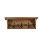 Sagebrook Home Wood 21`` Wall Shelf With 3 Hooks, Brown