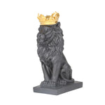 Sagebrook Home 14457-01 14" Polyresin Lion Figurine with Crown, Black