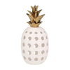 Sagebrook Home Ceramic 16" Lattice Weave Pineapple, White / Gold